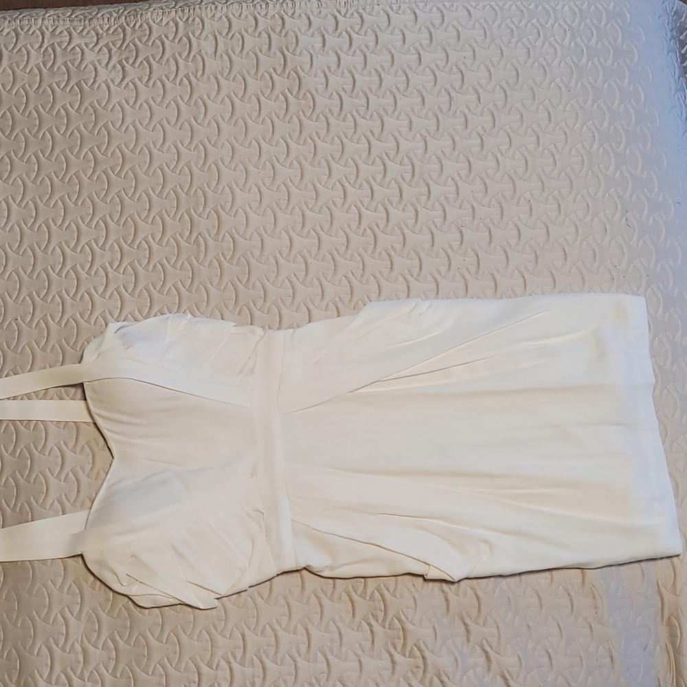 BCBGeneration White Draped Pleated Mini Dress - Picture 6 of 12